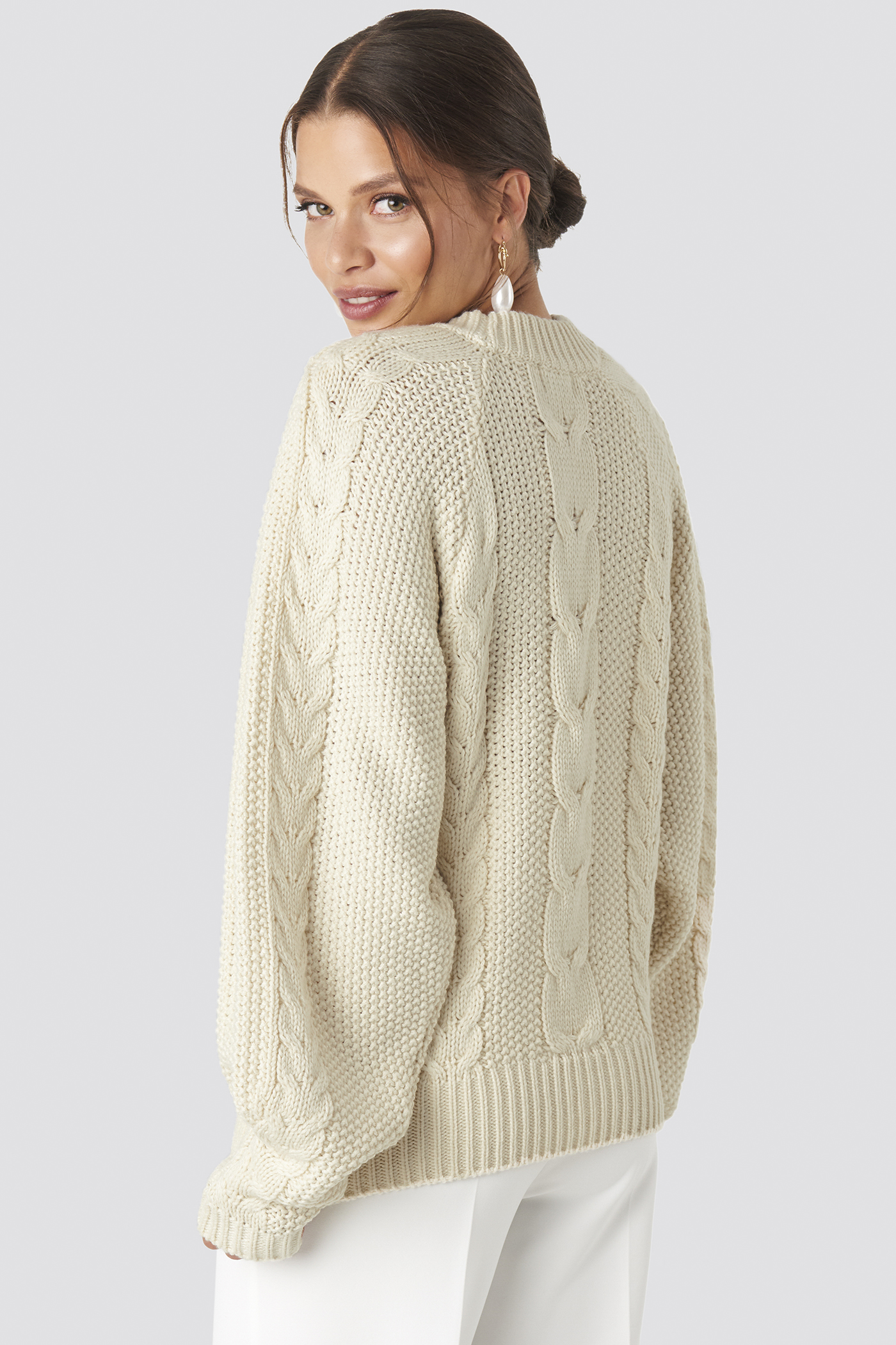 cable knit off white sweater