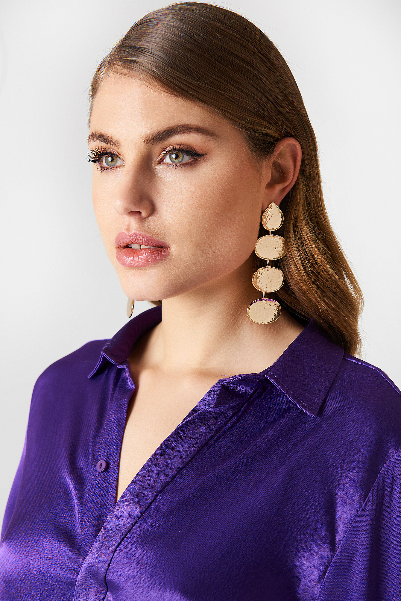 Multi Hanging Structured Earrings Gold Na Kd 9344