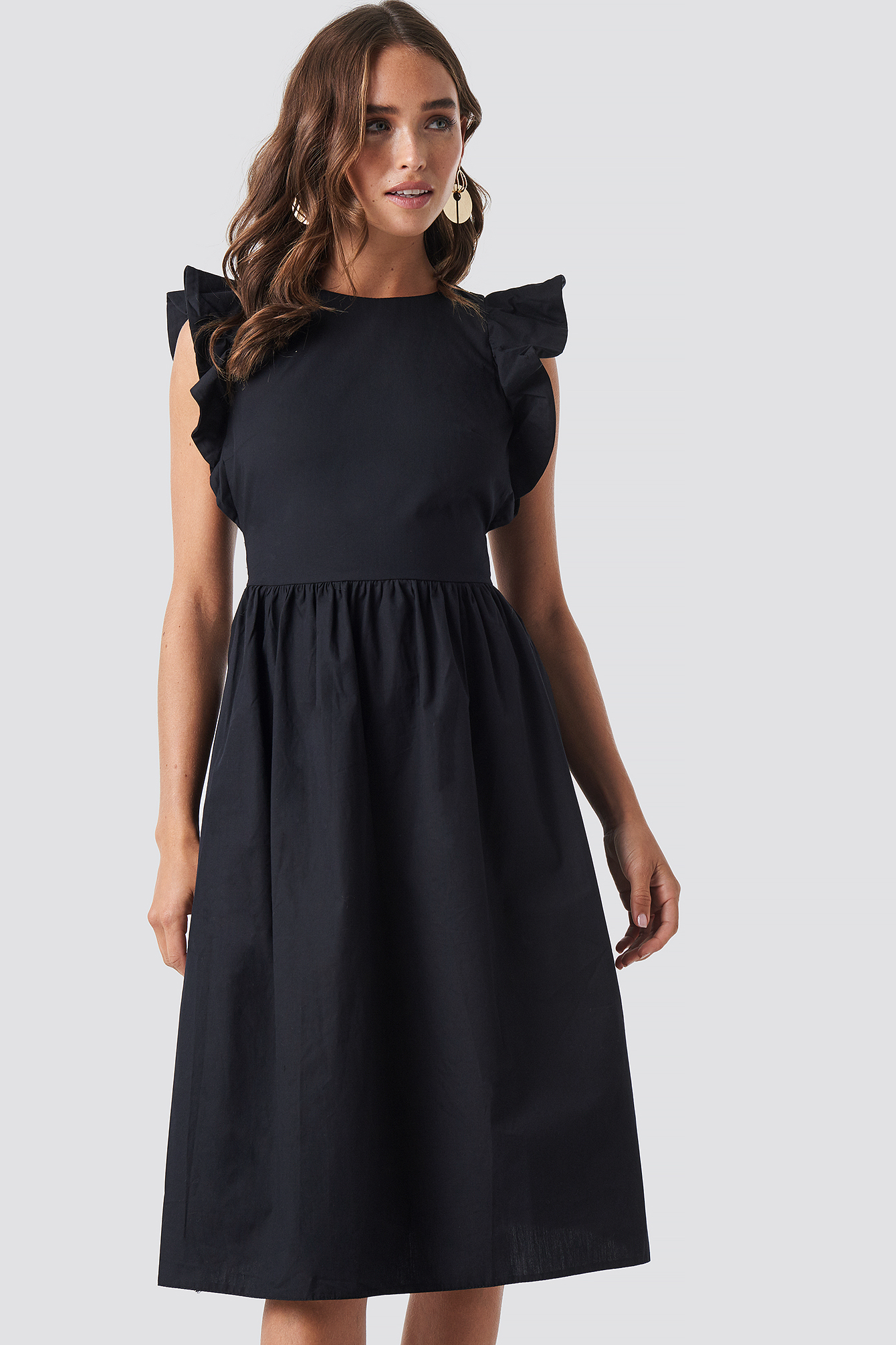 Sleeveless Poplin Dress Schwarz Na