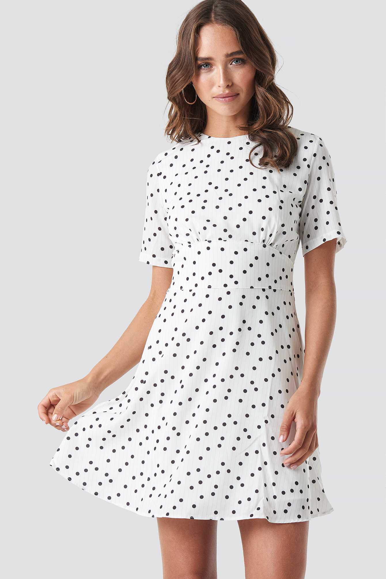 polka dress white