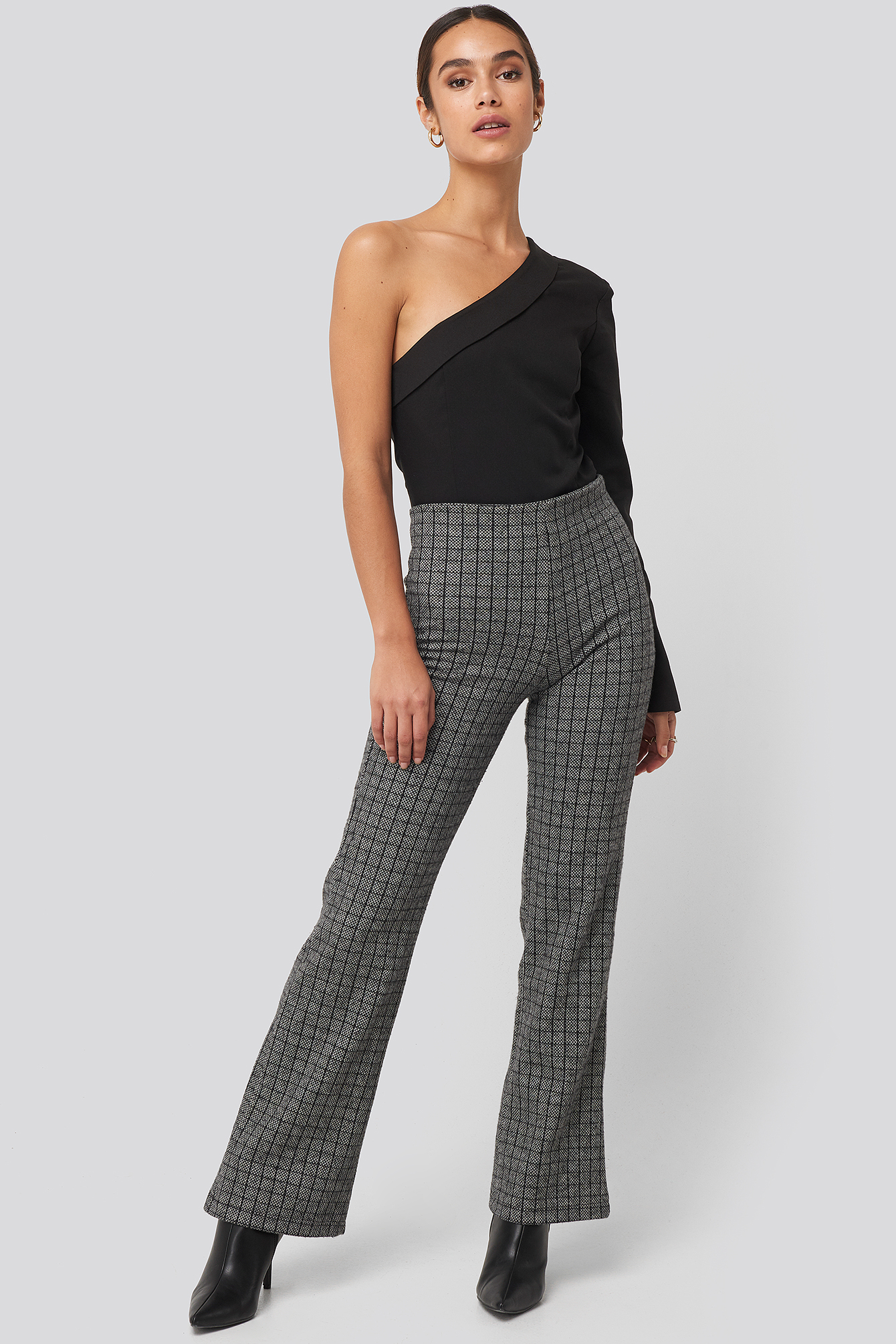 grey plaid trousers womens