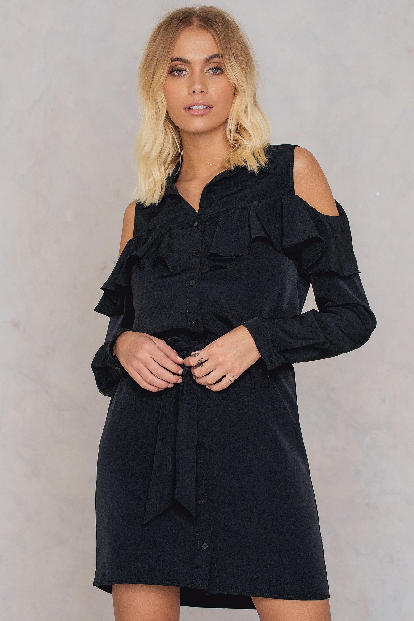 shoulder shirt dress