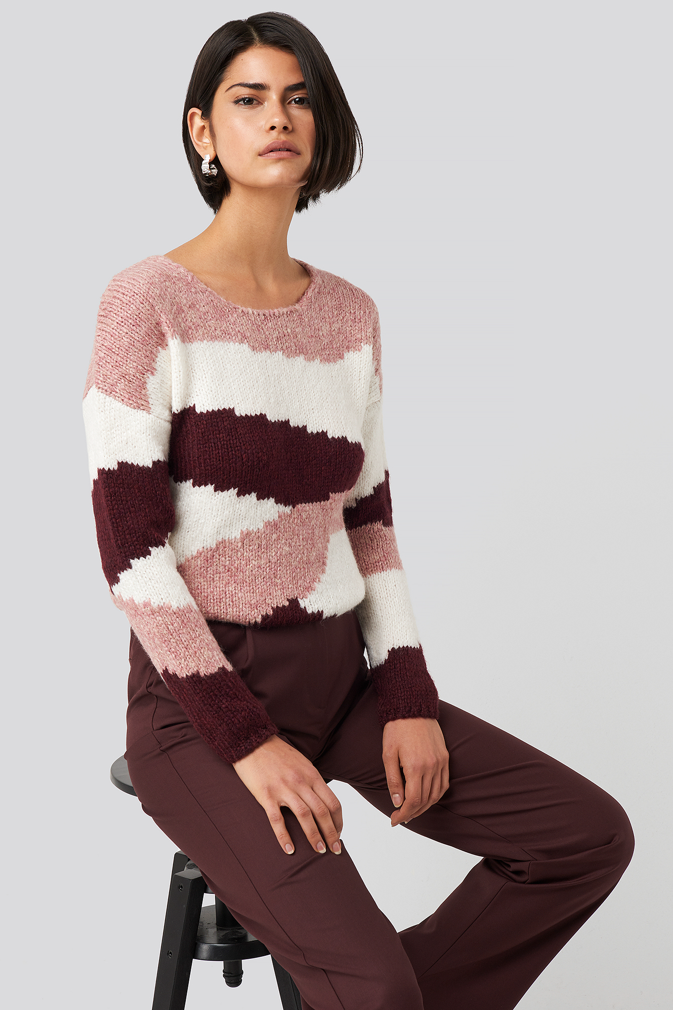 Color Blocked Knitted Sweater Multicolor Na