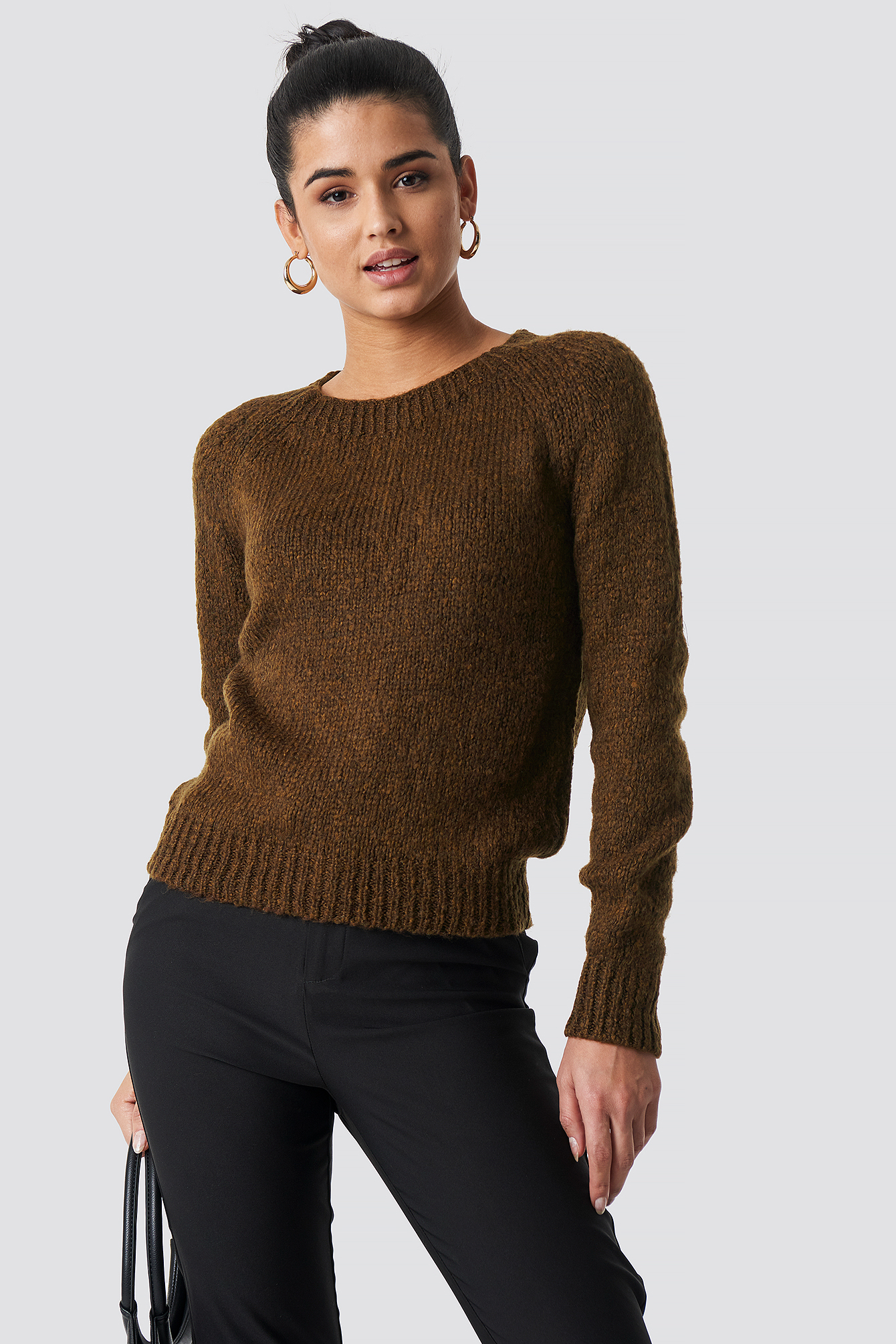 Fitted Knitted Sweater Brown