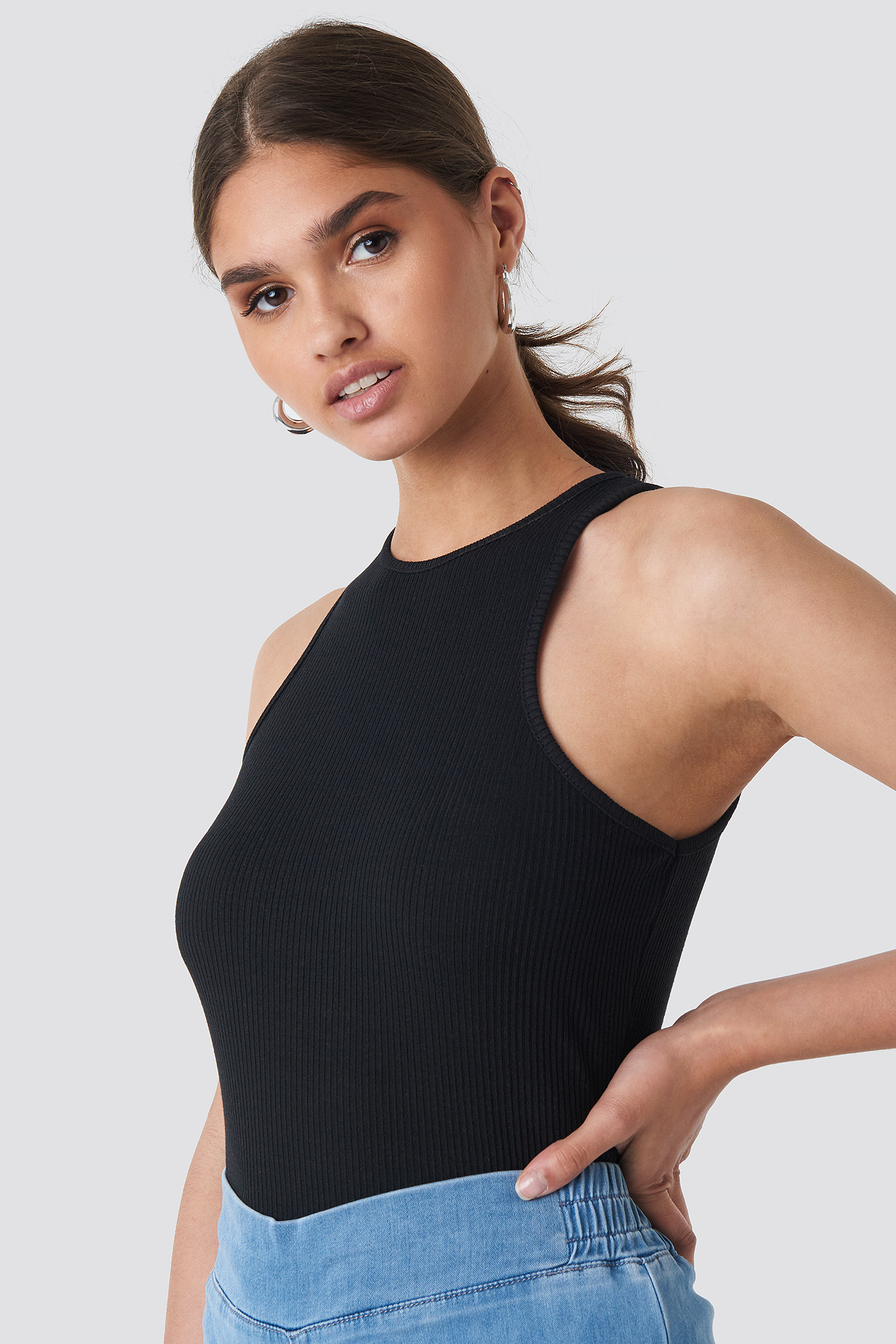 Trendyol Halter Neckline Rack Singlet - Black | ModeSens