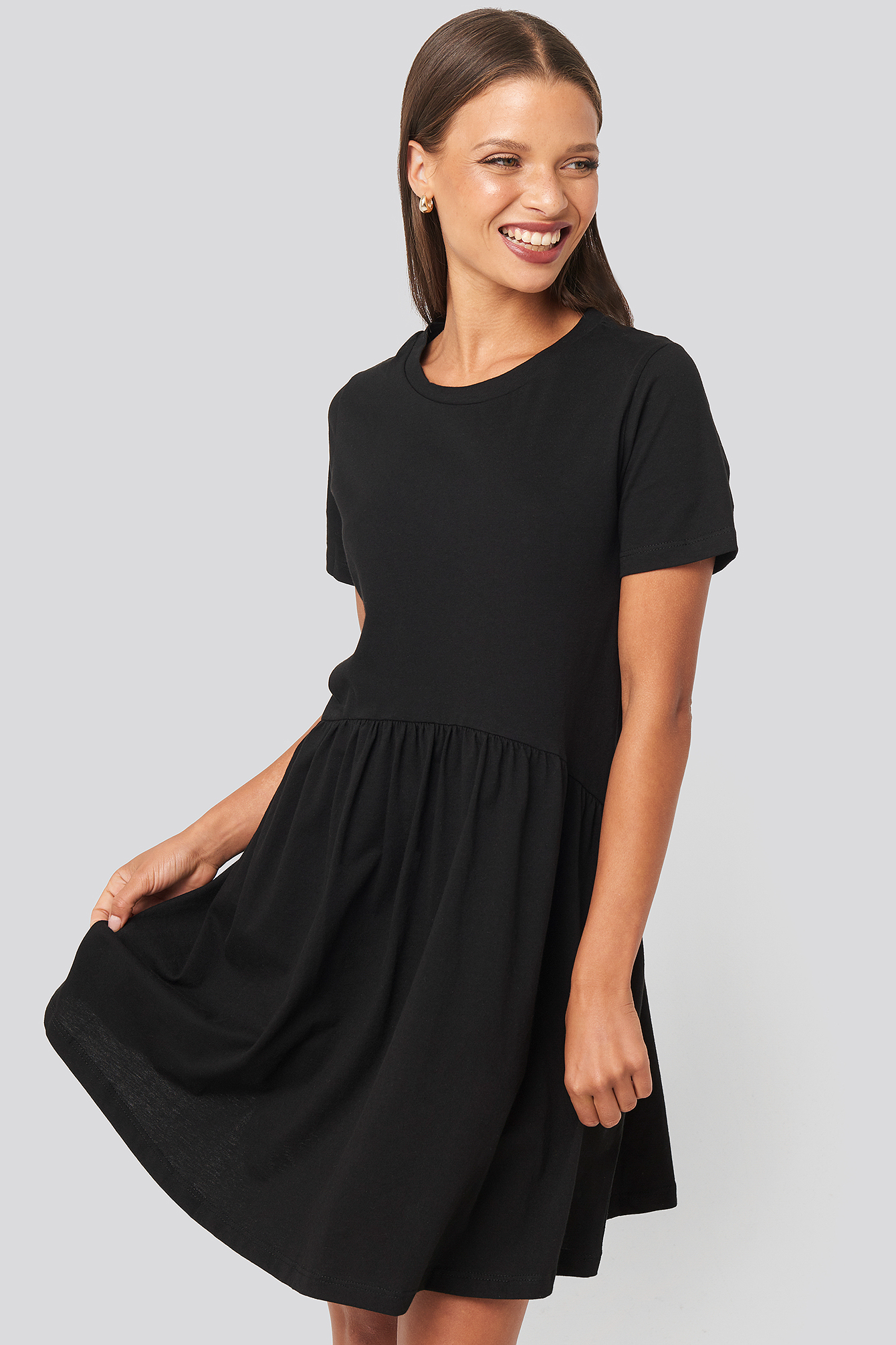 Mini Short Sleeve Dress Black | na-kd.com