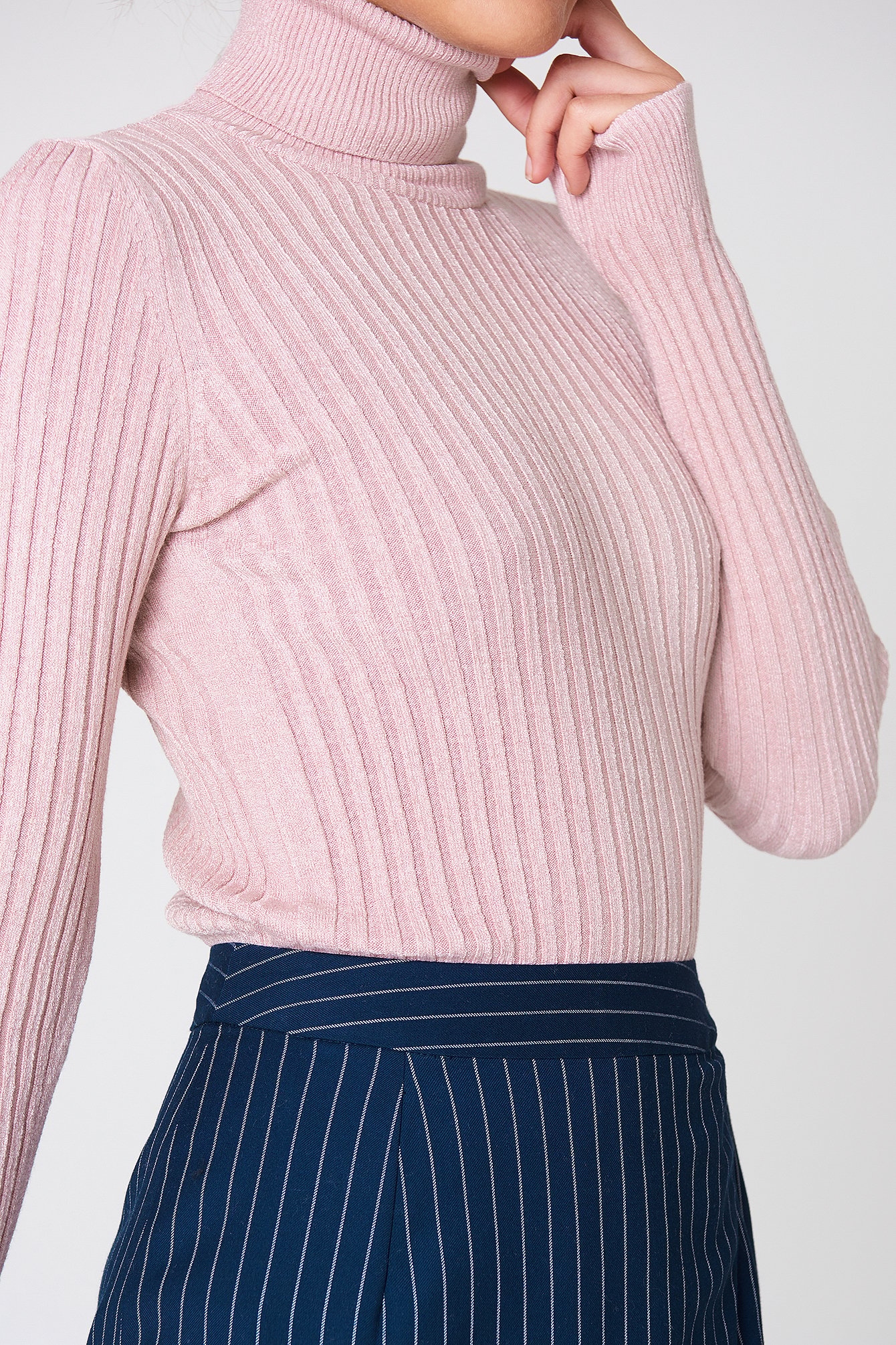 Ribbed Polo Sweater Pink | na-kd.com