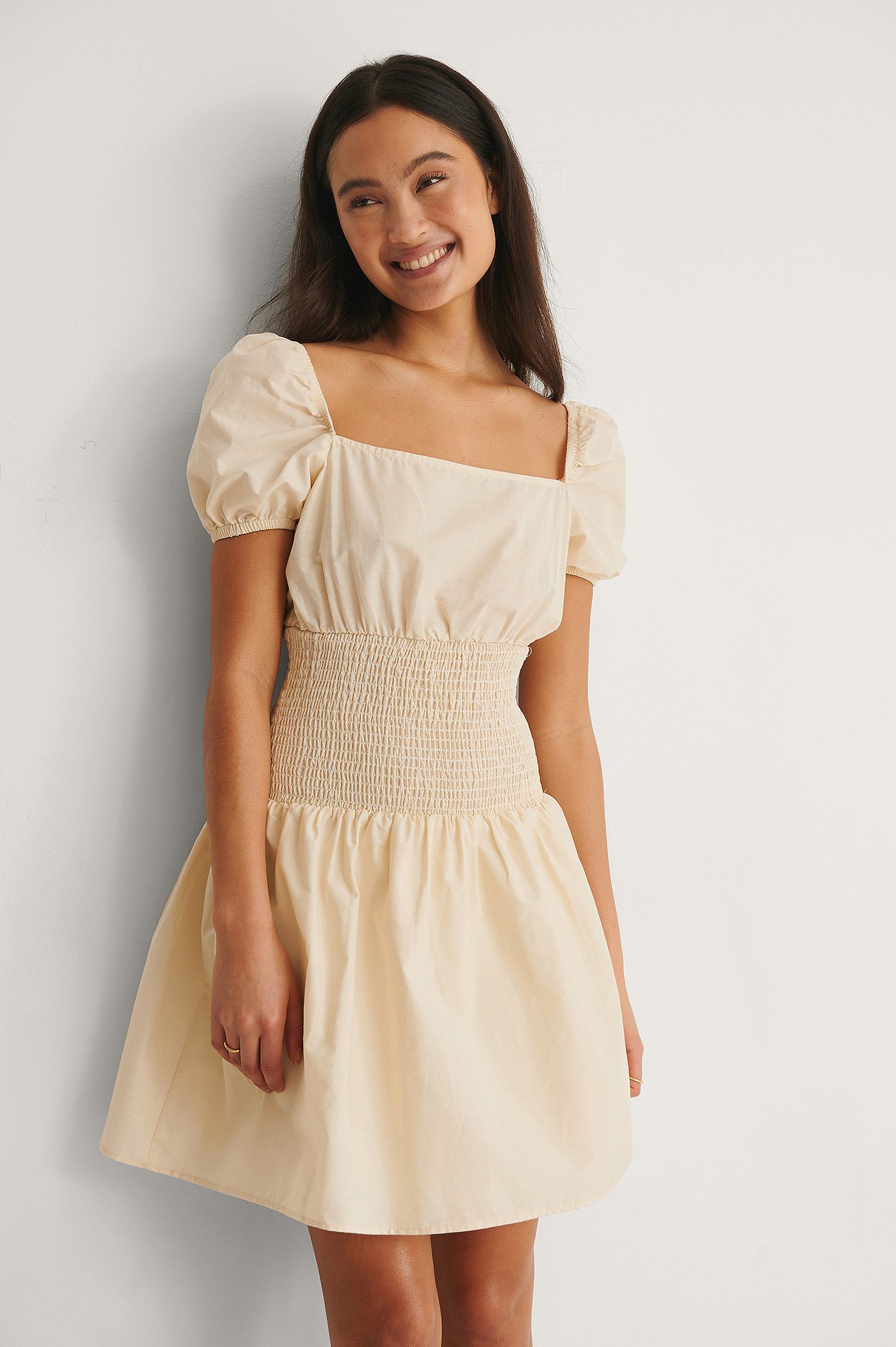 Trendyol Ruffle Detail Mini Dress - Beige