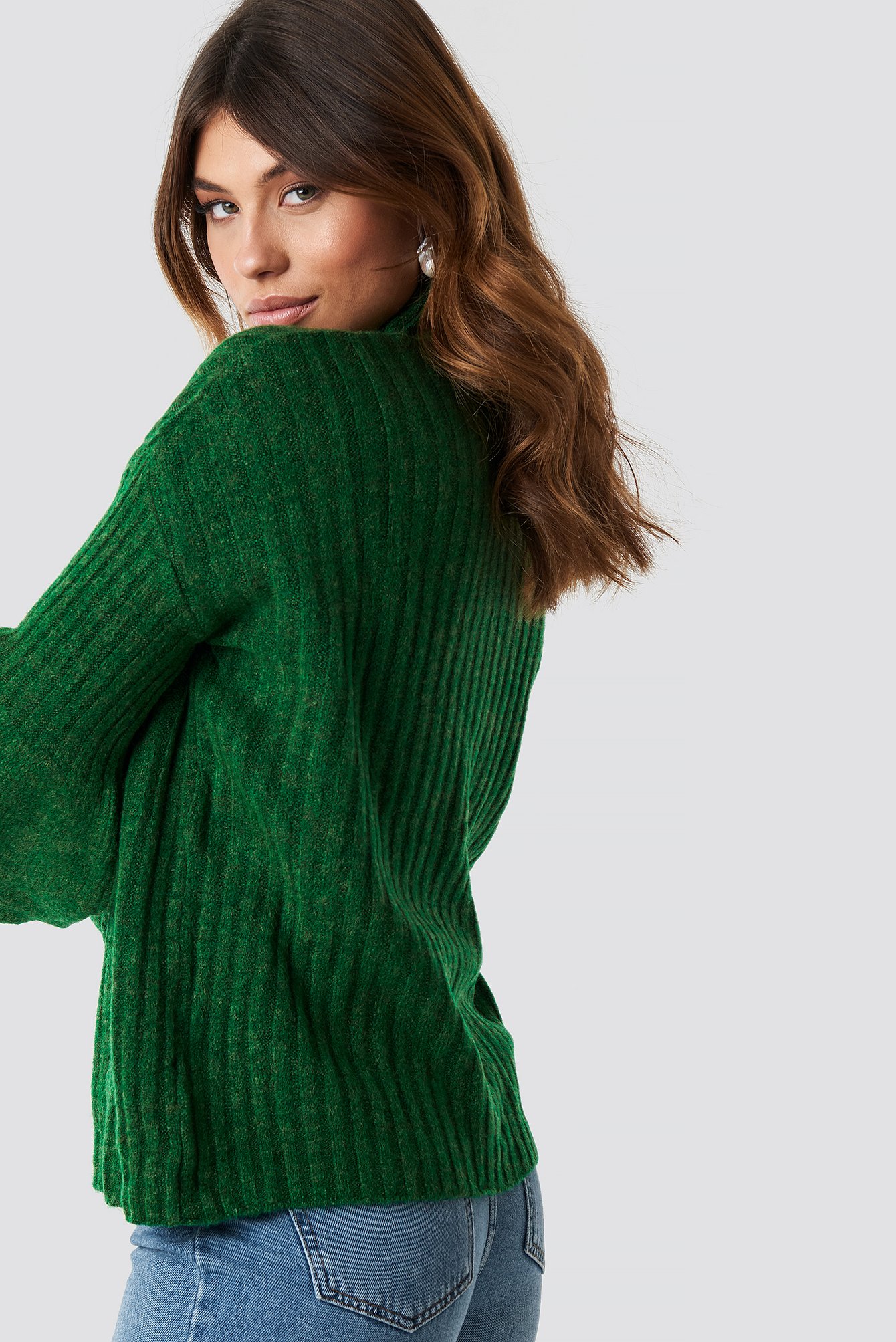 Sleeve Detailed Knitted Jumper Green | na-kd.com