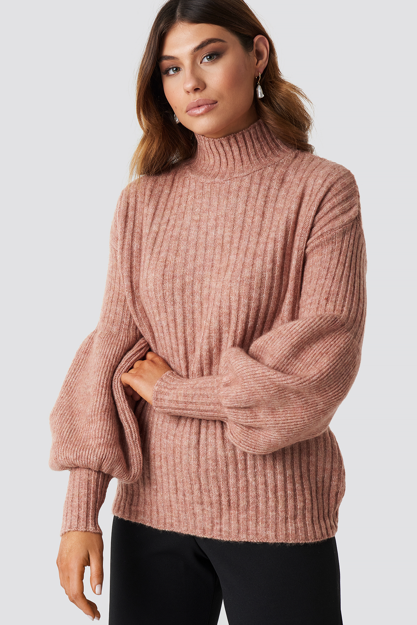 Sleeve Detailed Knitted Jumper Pink | na-kd.com