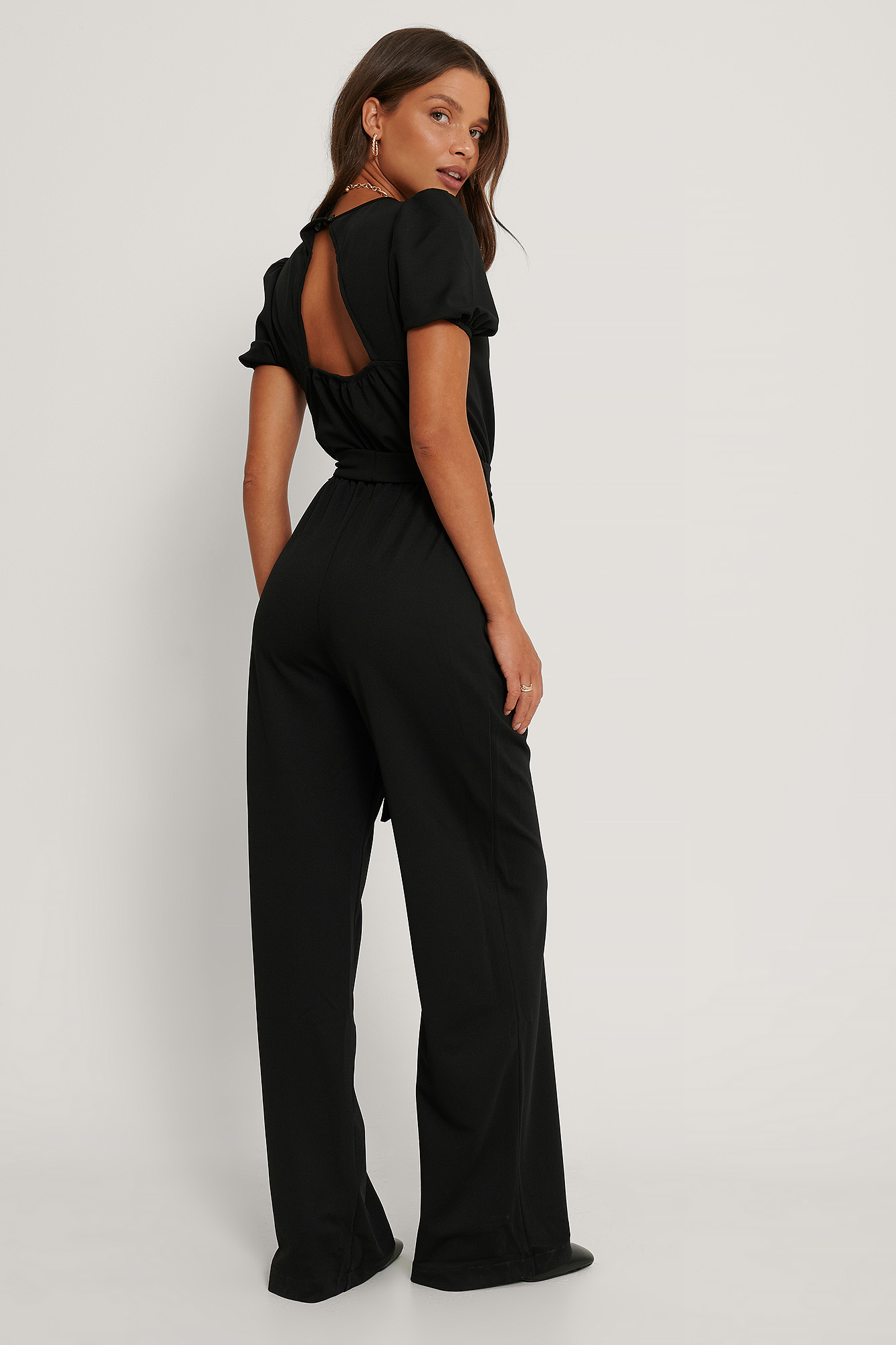 Tie Detailed Jumpsuit Black | na-kd.com