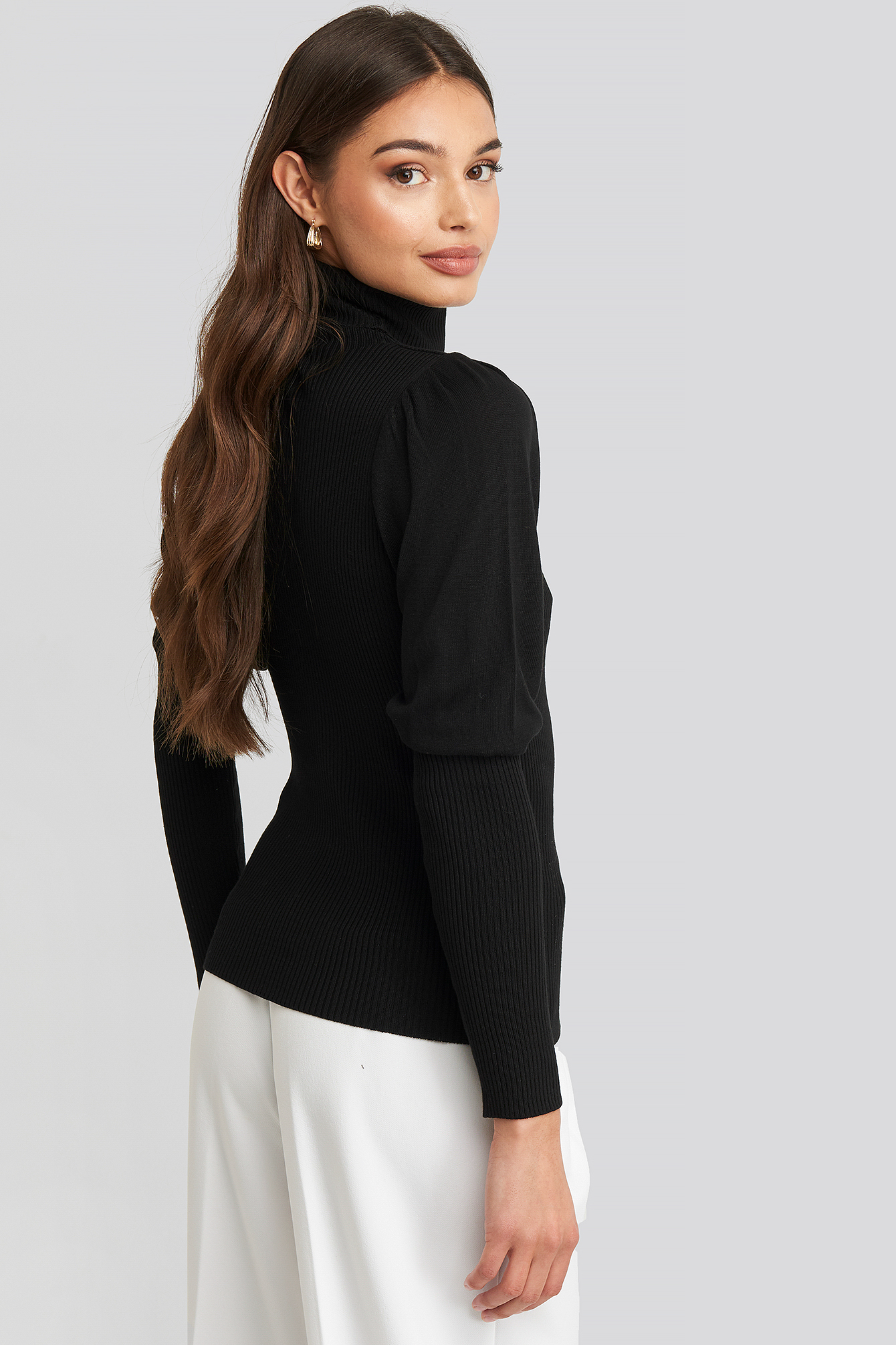 Turtleneck Sleeve Detailed Sweater Black | na-kd.com