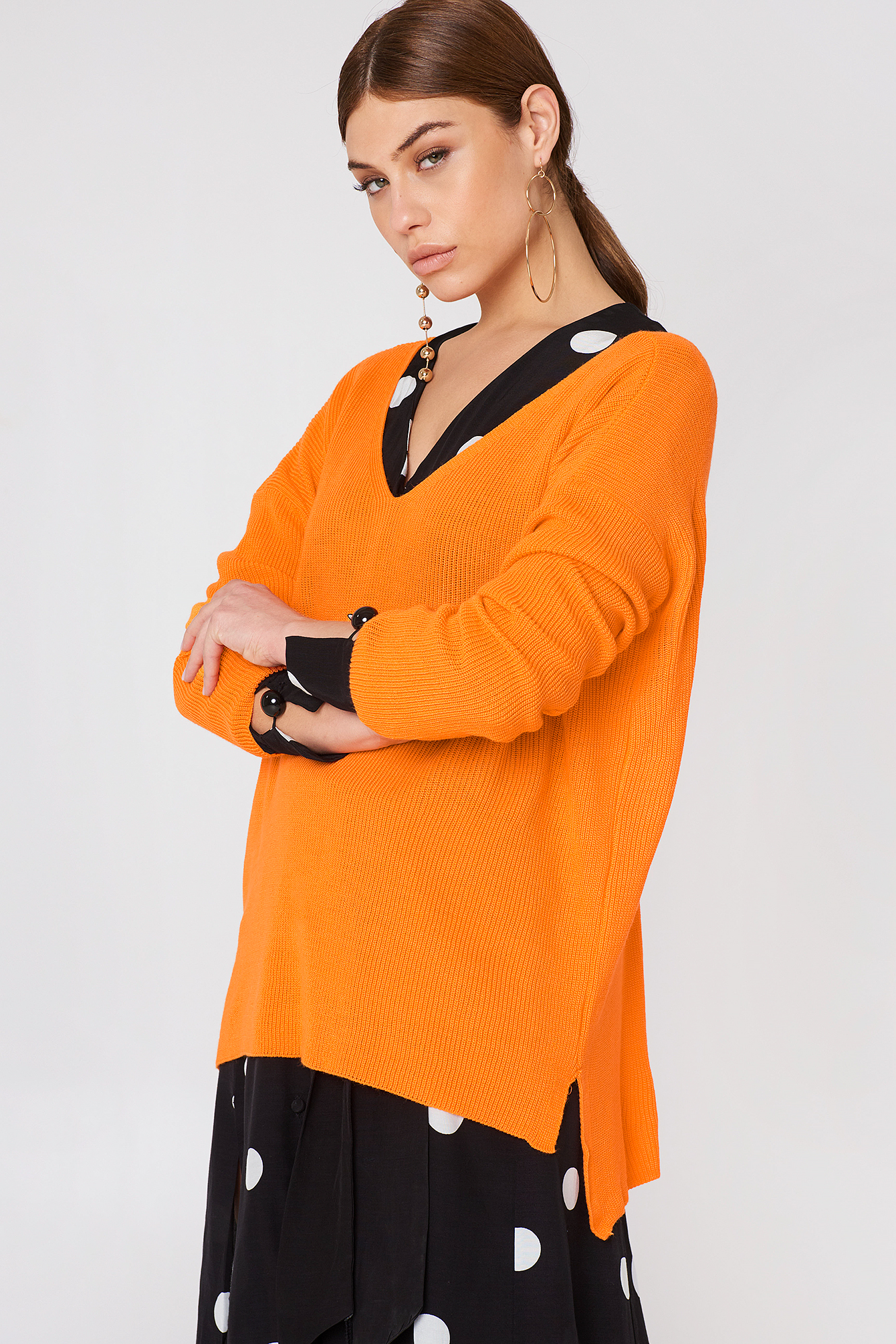 VNeck Basic Knit Orange