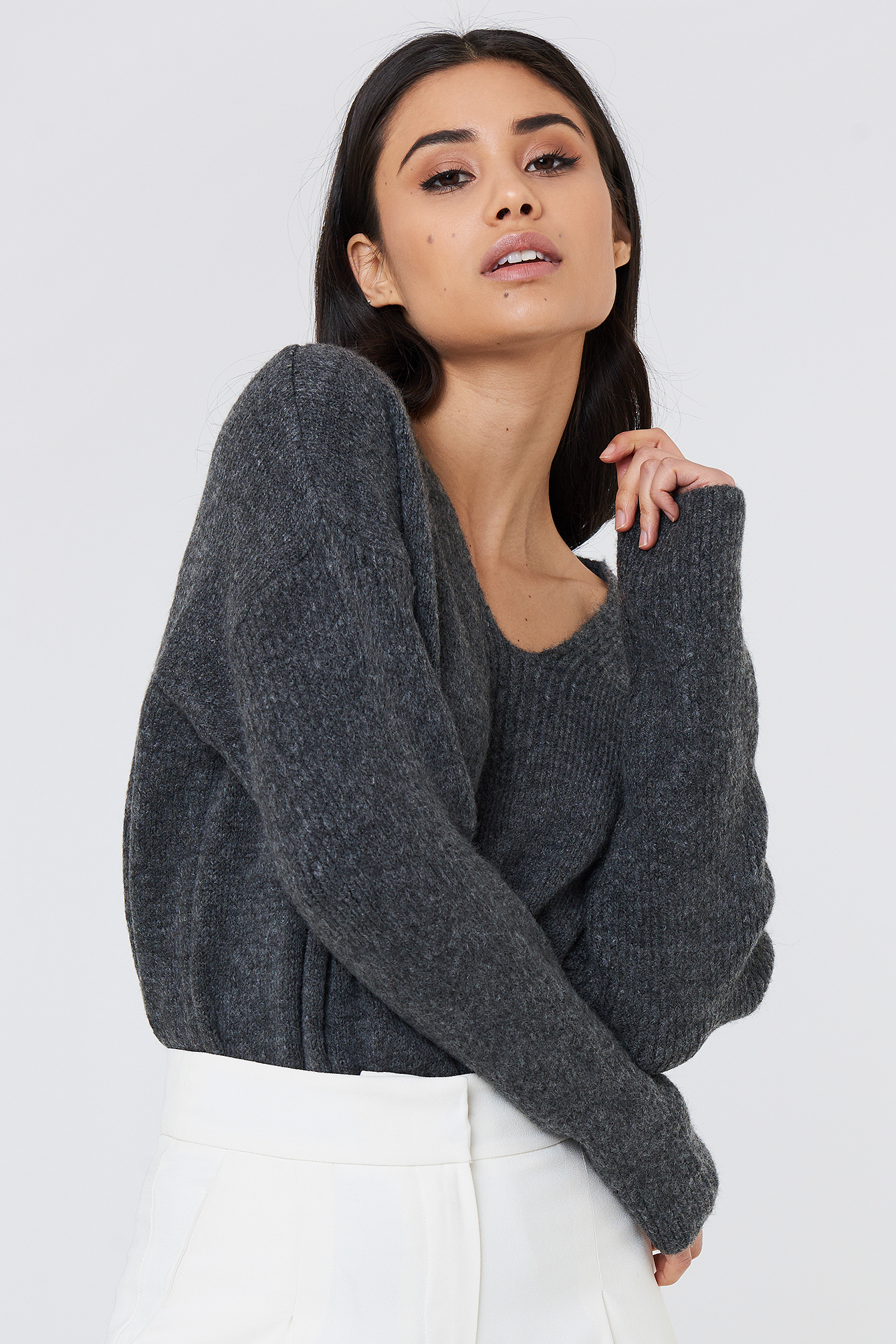 VNeck Knit Grey