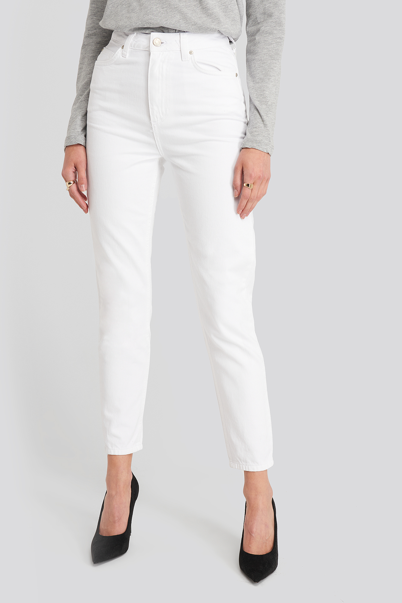 Yol High Waist Mom Jeans White | na-kd.com