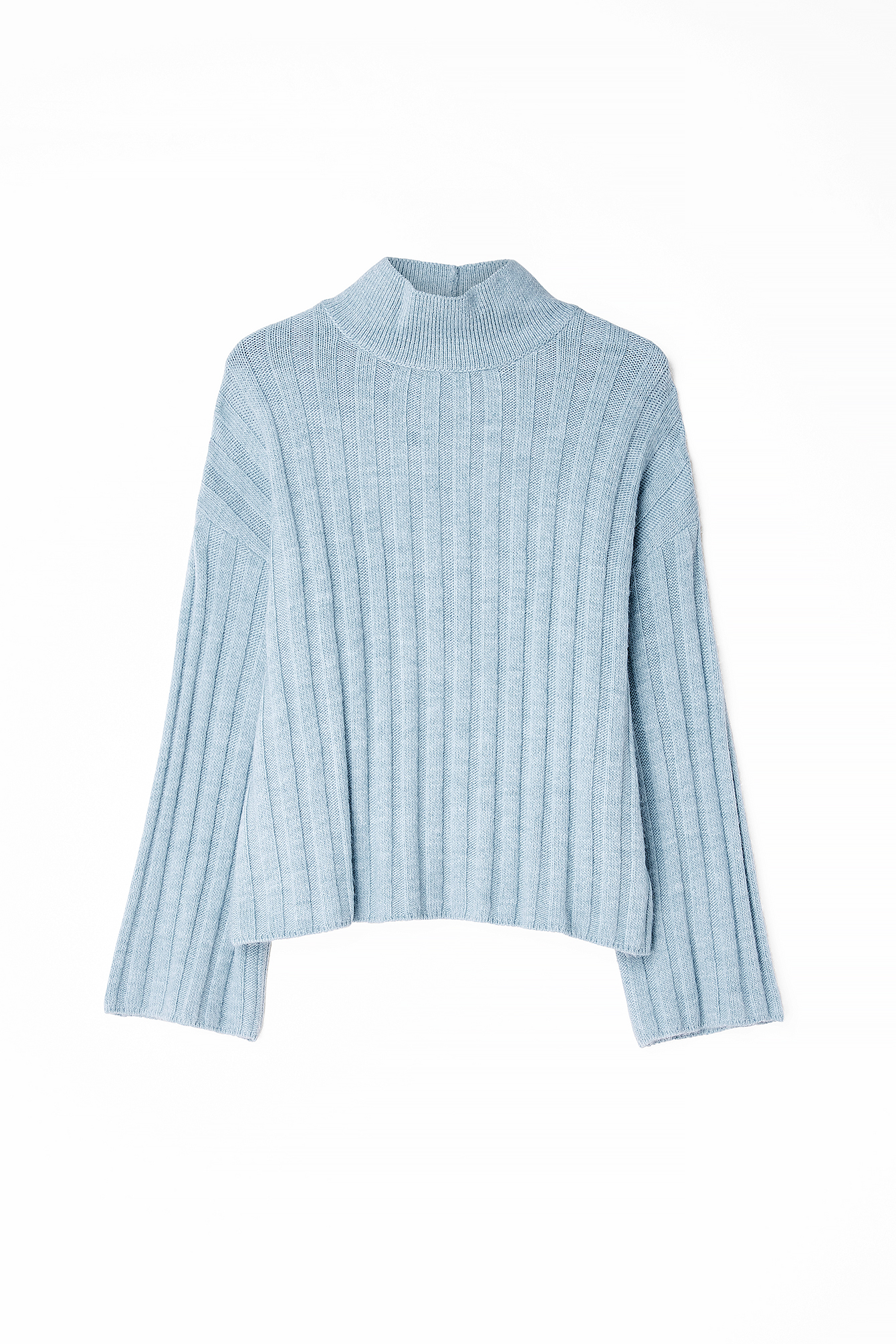 Turtle Neck Knitted Wide Rib Sweater Grey | NA-KD