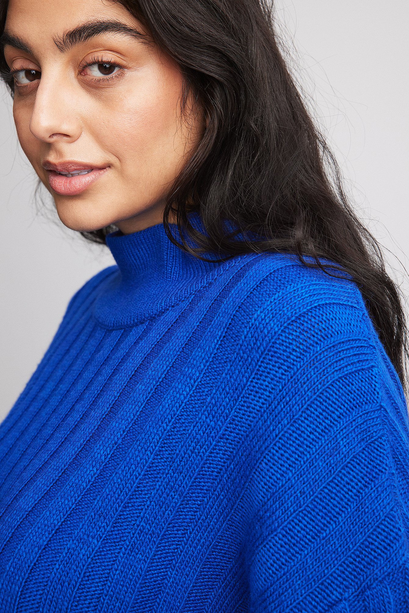 Royal blue turtleneck top sweater