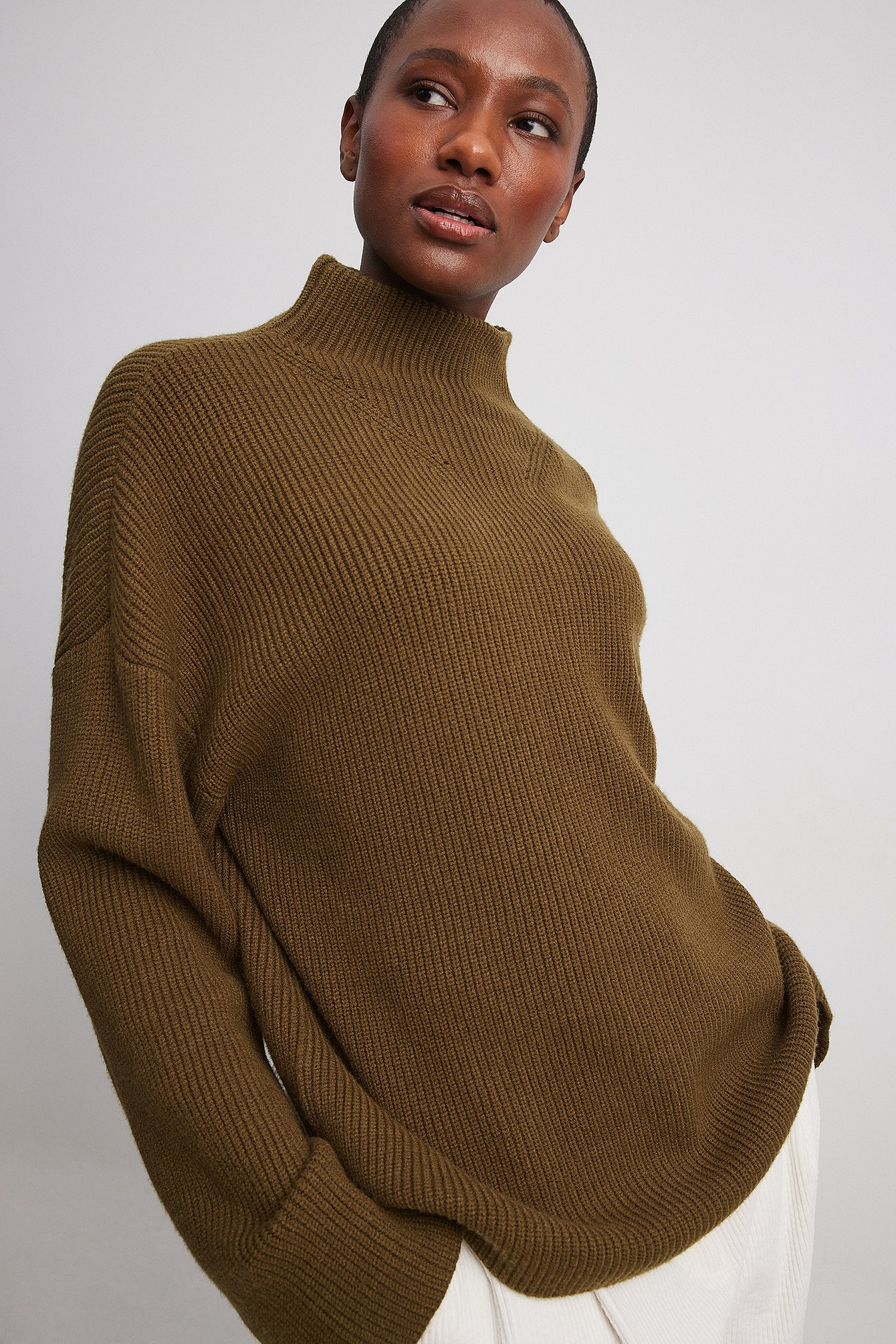 Turtleneck Knitted Sweater Green | NA-KD