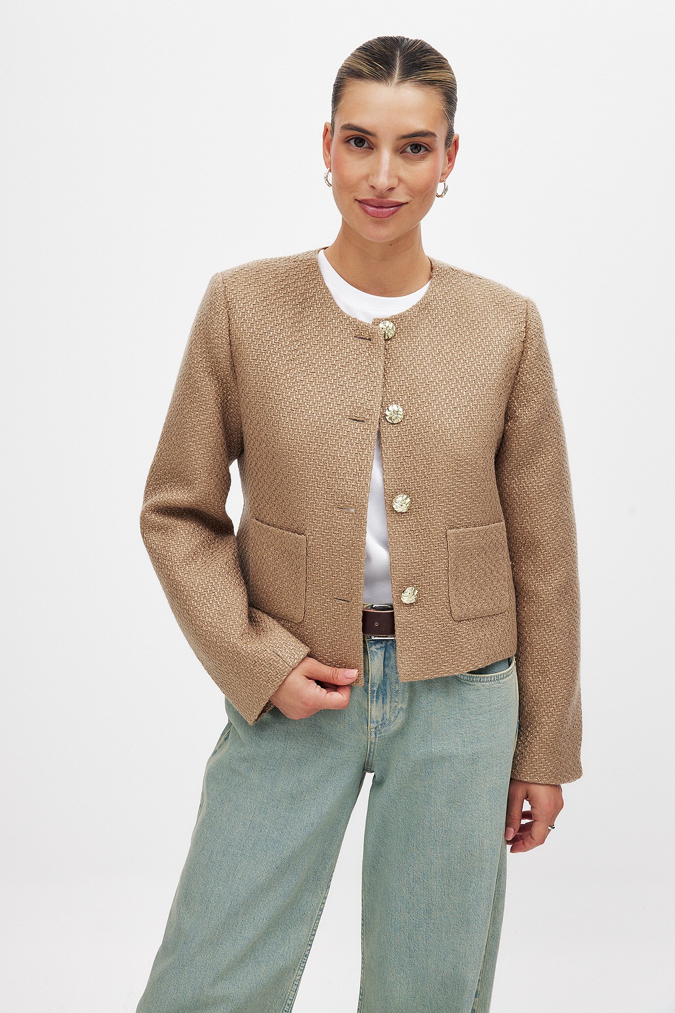 NA-KD Tweed Jacket - Lightweight Jackets - Beige - EU 34 - NA-KD / NAKD