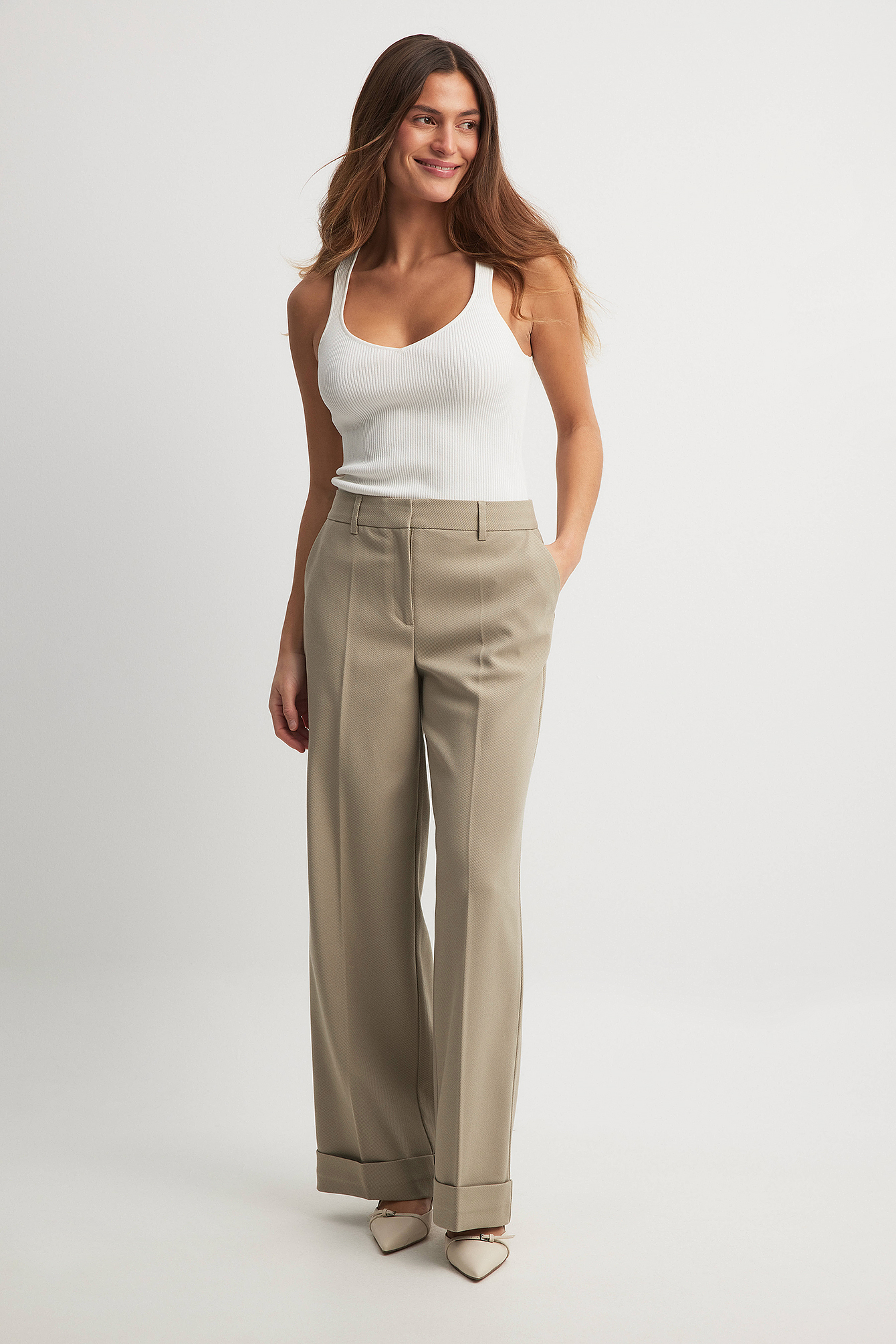 Two piece suit with vest and wide leg trousers by Cloche.ro