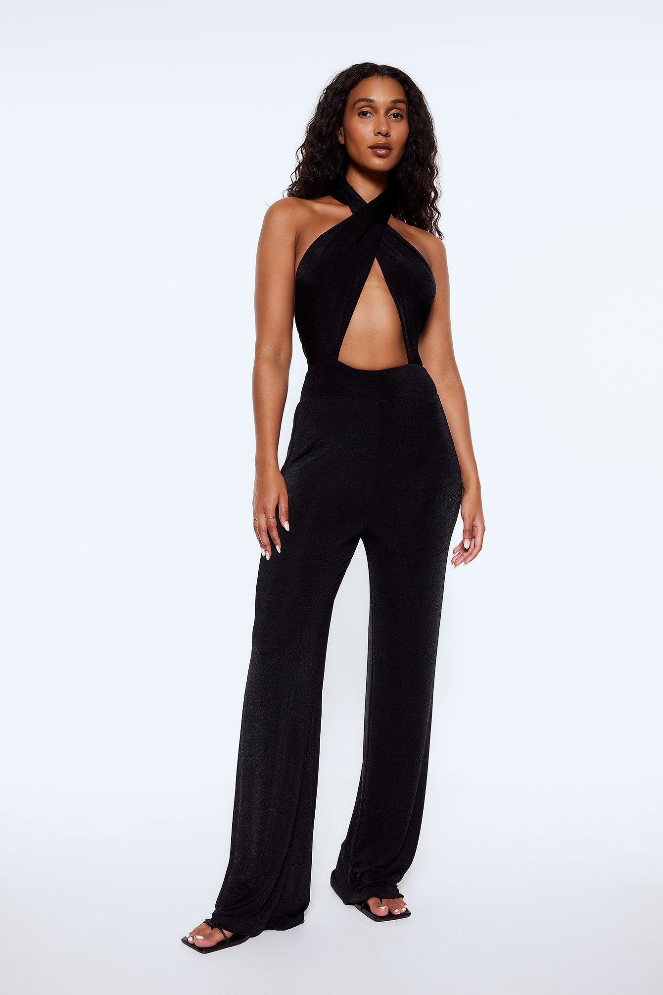 Twisted Front Jersey Jumpsuit Black | NA-KD