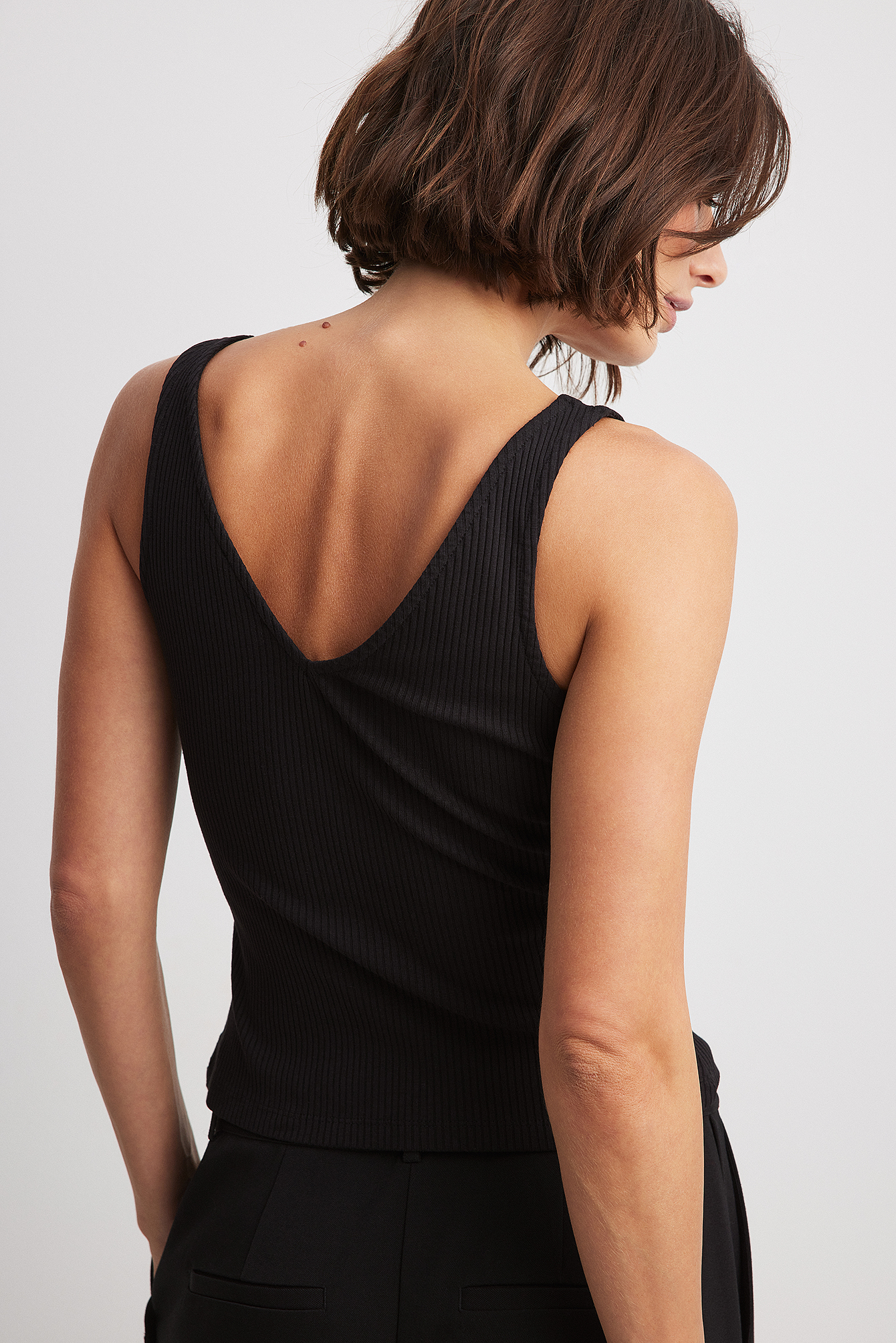 Black High Neck Rib Top