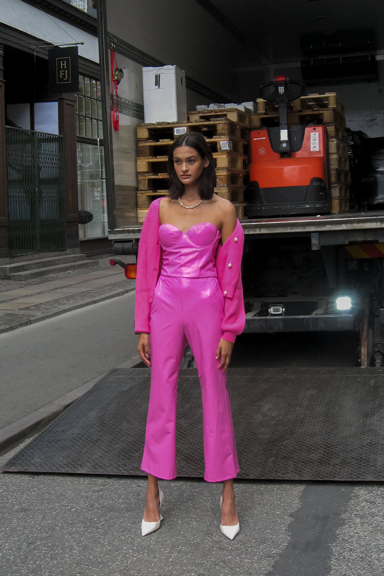 Bright Pink Kick Flare Trousers