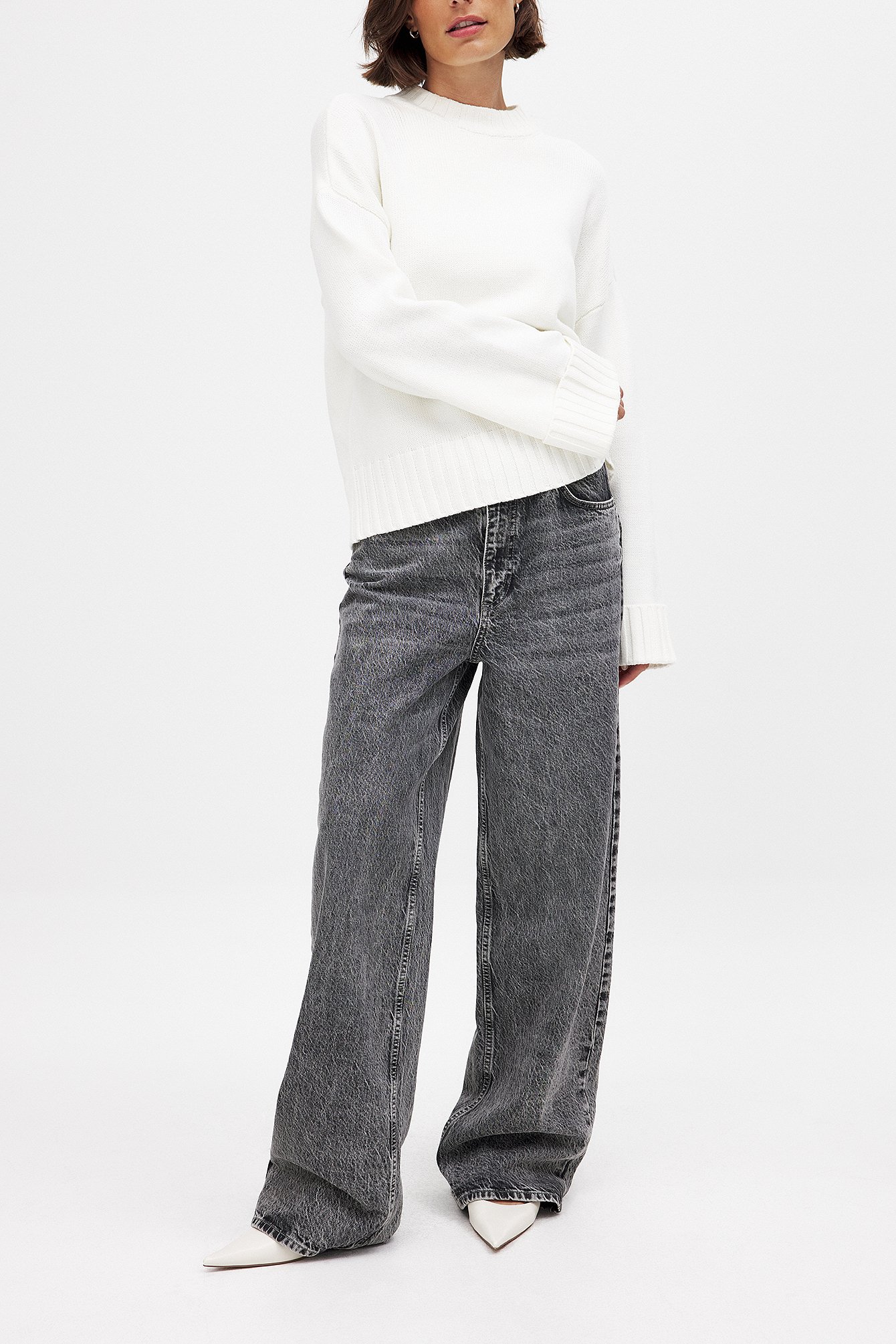 NA-KD Weite Jeans mit tiefer Taille - Grey