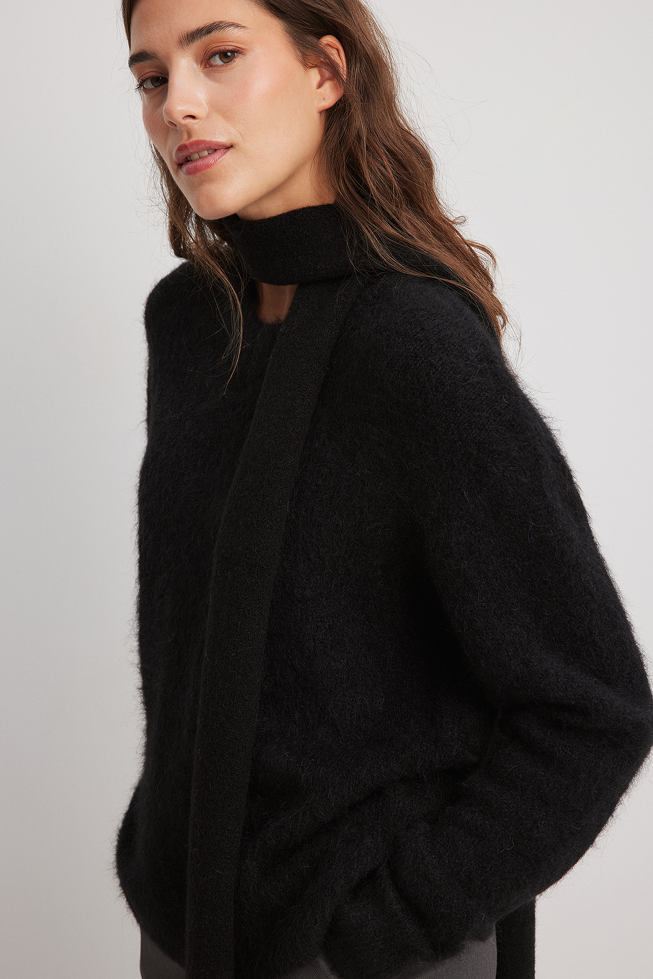 Wool Blend Knitted Scarf Black | NA-KD