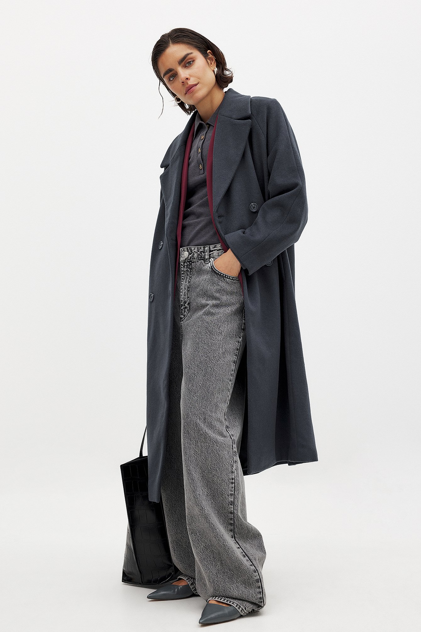 NA-KD - Wool Blend Oversized Coat - Premium kvalitet - Grå - EU 42 - NA-KD / NAKD