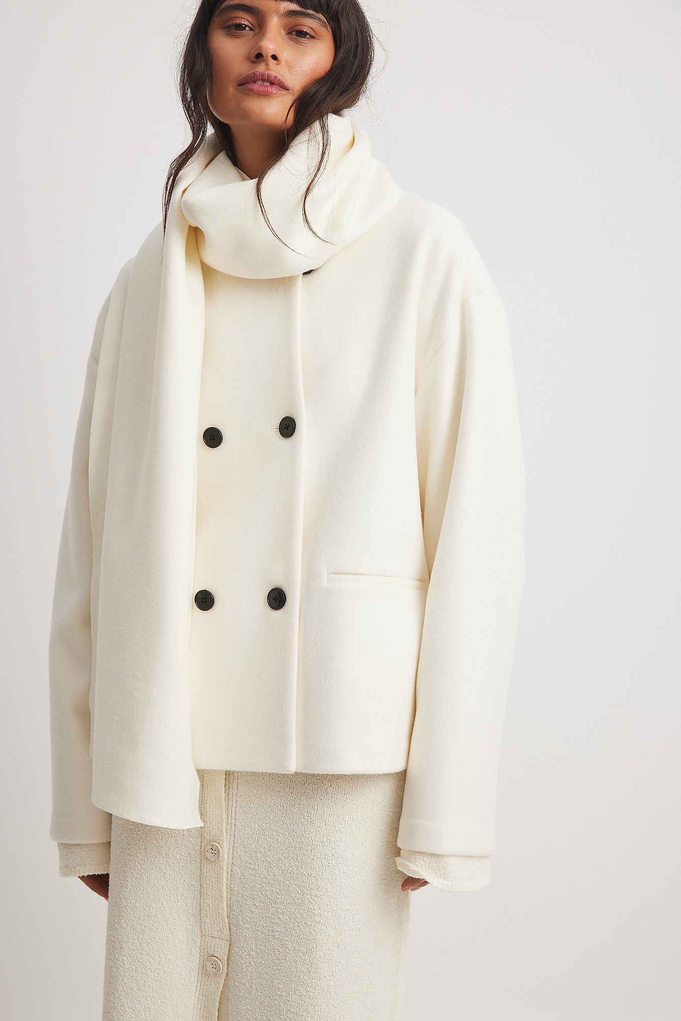 Wool Blend Scarf Offwhite | NA-KD