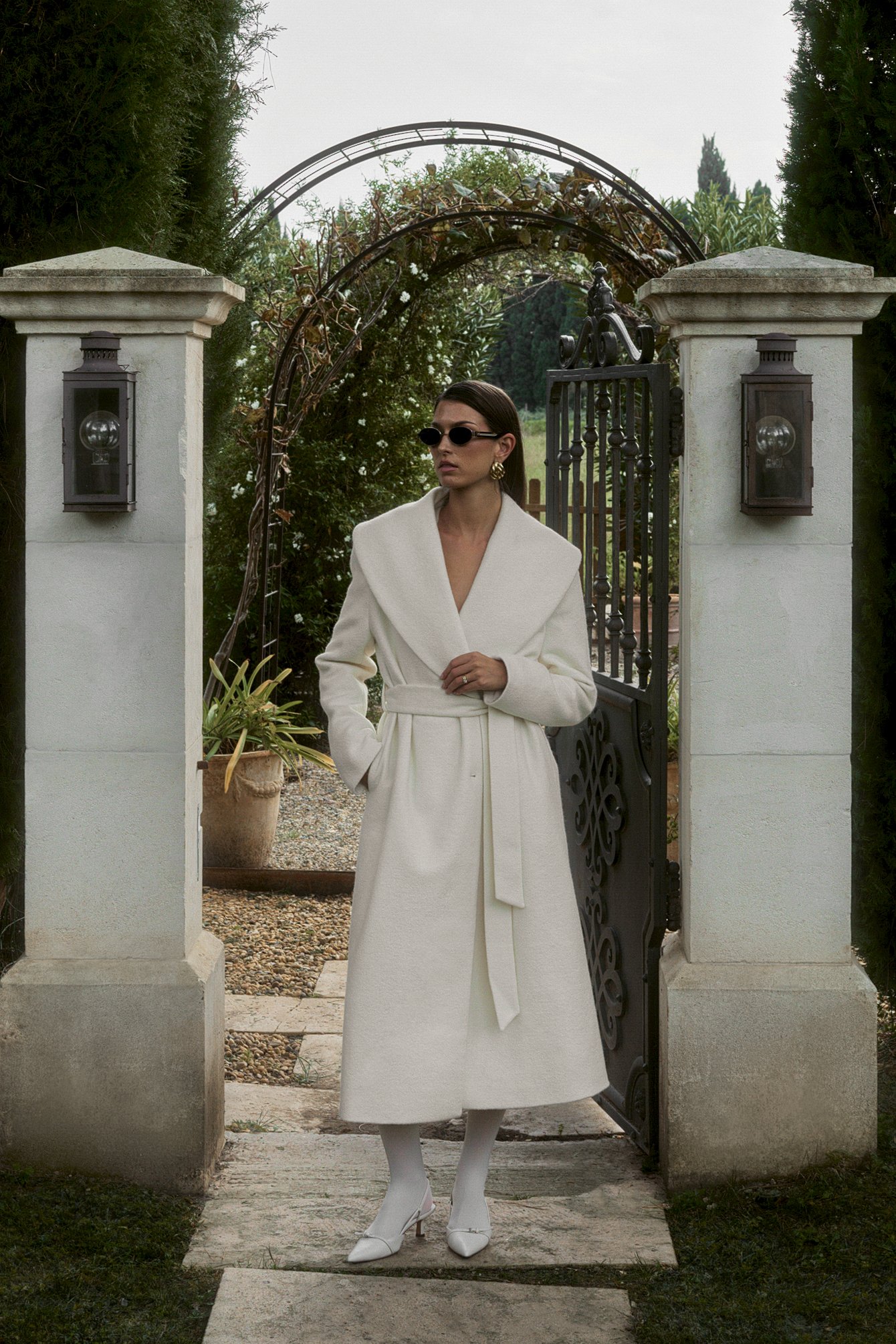 Danielle Copperman x NA-KD Wool Blend Wide Collar Maxi Coat - Winter Jackets - Offwhite - EU 32 - NA-KD / NAKD