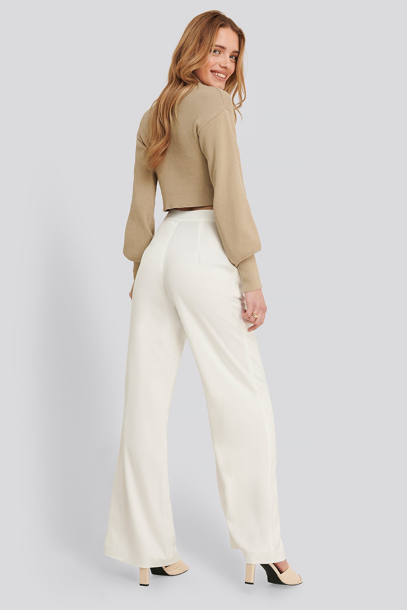 white flowy pant suit