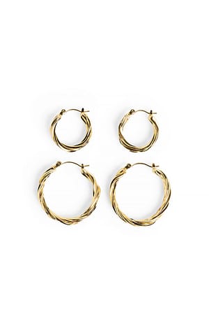 Gold 2-Pack Gold Plated Braided Hoops