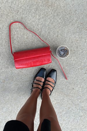 Black Multi Strap Ballerinas