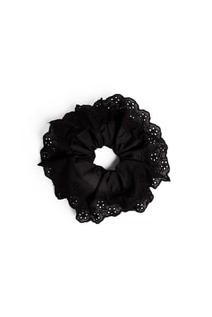 Black Anglaise scrunchie