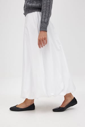 White Midi-rok met ballonzoom