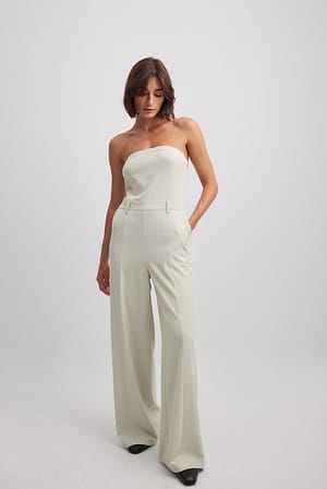 Strapless Lace Up Loose Stretch Wide Leg Jumpsuit  Wide leg jumpsuit, Bandeau  jumpsuit, Strapless jumpsuit
