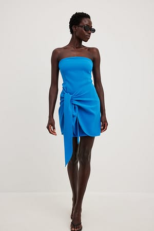 Blue Sukienka mini z wiązaniem z bandeau