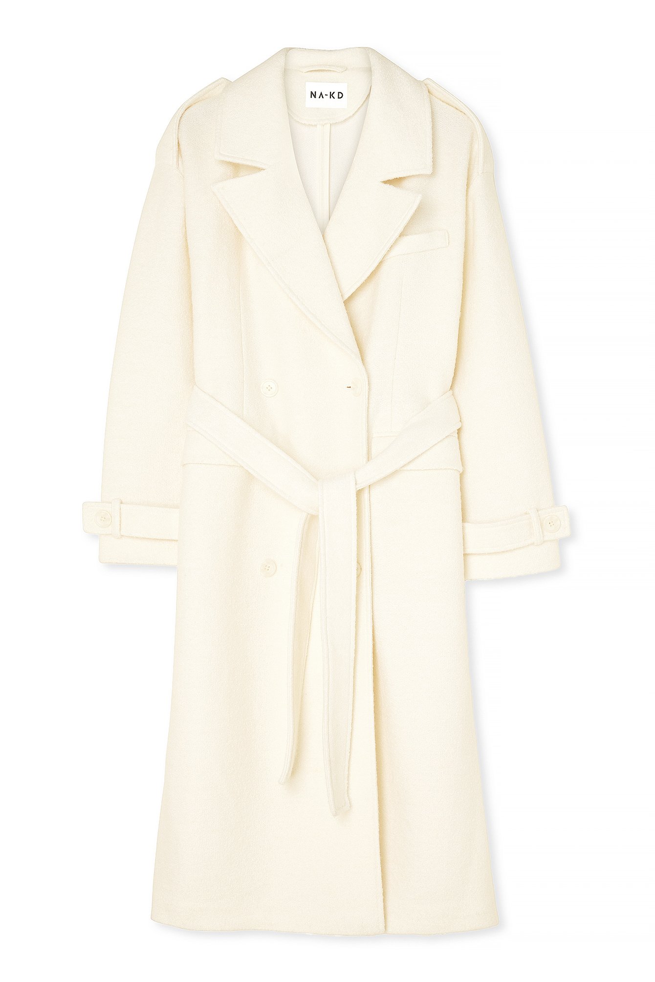 Belted Structured Coat Offwhite | NA-KD