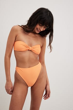 Orange Top bikini a fascia con grande nodo