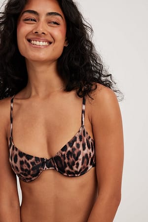 Leopard underwire bralette bikini top