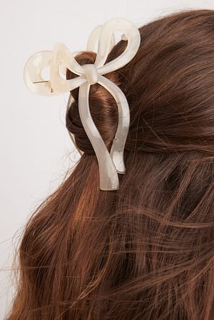 White Bow Hair Claw
