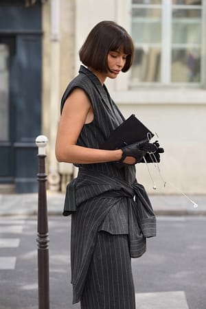 Pinstripe Boxy oversized gilet