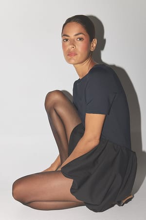 Black Bubble Hem Mini Skirt