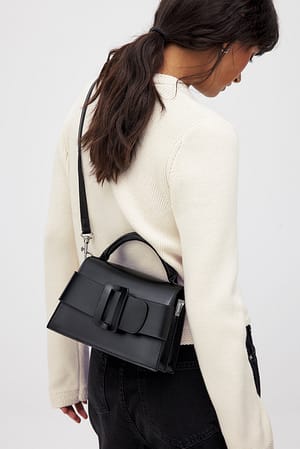 Black Buckle Detail Crossbody Bag