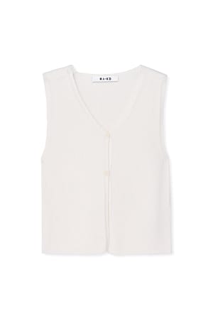 Off White Button Detail Knitted Vest Top