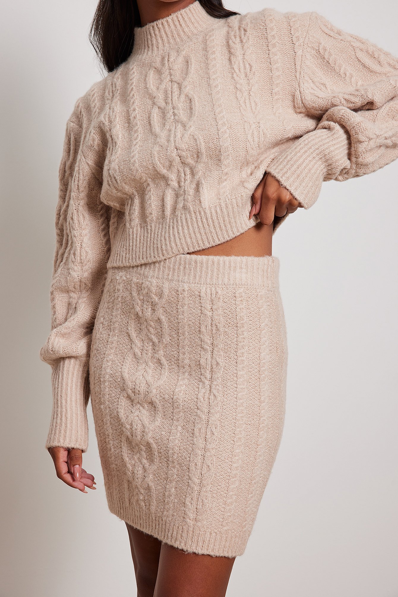 Cable knit mini skirt hotsell and top