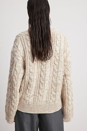 Cable Knitted Oversized Sweater Beige | NA-KD
