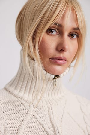 Cable Knitted Zip Detail Sweater